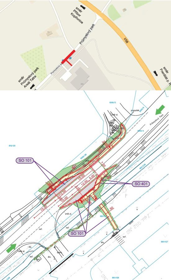 Přechod pro chodce před firmou Erich Jaeger